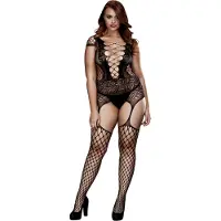 Baci - ensemble résille grande taille - laçage manches courtes noir XL-XXL