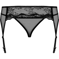 Obsessive Charms Porte Jarretelle & Culotte Noir L/XL