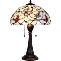 Clayre & Eef Lampe de table Tiffany Ø 41x60 cm Beige Violet Verre Papillon