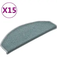vidaXL Tapis d'escalier 15 pièces 65 x 24 x 4 cm Bleu mer Demi-rond Grand