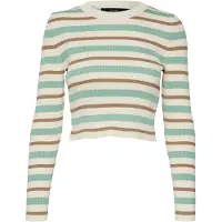 Vero Moda Pull-over 'ANITA' crème / bleu pastel / brocart
