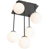 QAZQA Plafonnier moderne noir avec verre opale 5 lumières - Athènes