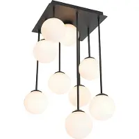 QAZQA Plafonnier moderne noir avec verre opale 9 lumières - Athènes