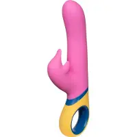 Huismerk - vibromasseur rabbit rotatif avec bras clitoridien - silicone rose