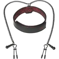 Fifty Shades of Grey - collier et pinces tétons - noir et rouge