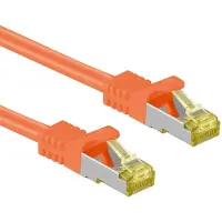 Goobay 91651 Câble patch RJ45 CAT 6A S/FTP (PiMF), 500 MHz avec câble brut CAT 7, orange, 15 m - LSZH sans halogène, cuivre, connecteur RJ45 (CAT 6A)