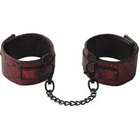 Fifty Shades of Grey - menottes de cheville réglables - cuir noir rouge
