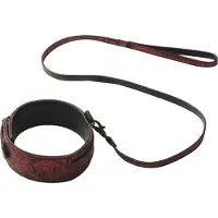 Fifty shades of grey - collier et laisse - simili cuir noir rouge