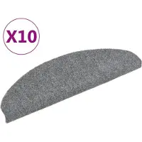 vidaXL Tapis d'escalier autocollants 10 pièces 65 x 21 x 4 cm Gris clair Demi-rond Grand