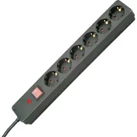Kopp 224205012 Barre multiprise avec parasurtenseur, 6 compartiments, noir