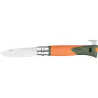 Opinel No. 12 Explore 002454 Orange, couteau de poche bushcraft avec pince à tiques