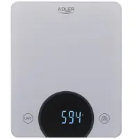 Adler AD 3173S Échelle de cuisine Gris Échelle de cuisine électronique intégrée Rectangle, Balance, Gris