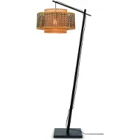 Good&Mojo - Lampadaire Bhutan - Bambou noir/naturel - 75x30x176cm pour salon, chambre à coucher