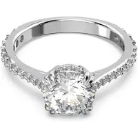Swarovski Bague Cocktail Constella, Taille Ronde, Pavé, Blanche, Métal Rhodié