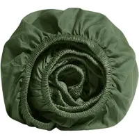 Yumeko - Drap housse - Satin De Coton - 180x200x30 - Vert