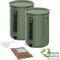 Plastika Skaza KIT BOKA-Compost 9,6 L - 2 Seaux à Compost Bokashi aux Em - Vert Olive