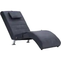 vidaXL Chaise longue de massage avec coussin Gris aspect daim
