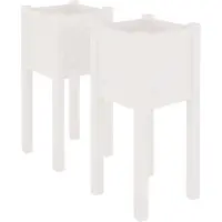 vidaXL Jardinières d'extérieur 2 pcs Blanc 31x31x70 cm Bois de pin