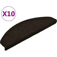 vidaXL Tapis d'escalier auto-adhésifs 10 pièces 65 x 21 x 4 cm Marron foncé Demi-rond Grand