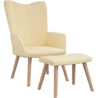 vidaXL Fauteuil relax avec pouf blanc crème velours