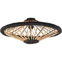 QAZQA Plafonnier oriental en bambou noir 60 cm - Evalin