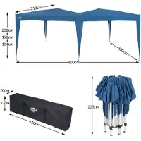 Casaria Tonnelle de jardin bleu 3x6m pop-up pavillon réglable