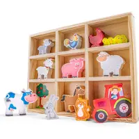 New Classic Toys Figurines en bois Animaux Ferme