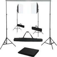 vidaXL Kit de studio photo avec boîtes à lumière et toile de fond