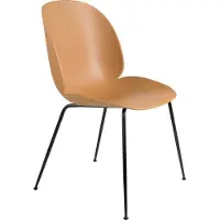 Gubi Beetle Dining Chair Non Rembourrée Conic Base Black Matt | Amber Brown