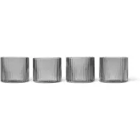 Ferm Living Ripple Verres bas - Lot de 4 Smoked Grey