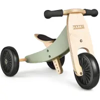 Yoursurprise Tricycle-draisienne en bois gravé 2-en-1