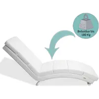 Casaria Chaise de relaxation blanche London en similicuir