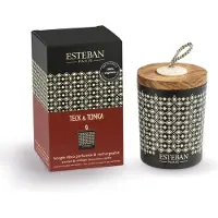 Esteban Bougie décorative parfumée Teck et Tonka