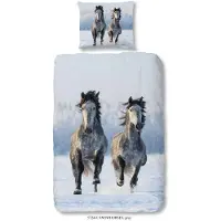 Good Morning Housse de couette SNOWHORSES 140x200/220 cm Flanelle