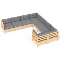 vidaXL ensemble salon de jardin 8 pièces avec coussins gris pin massif