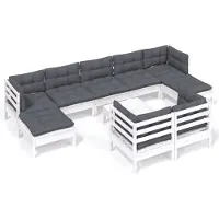 vidaXL Ensemble salon de jardin 10 pièces avec coussins blanc pin massif