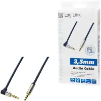 Logilink Câble audio 2 x jack mâle 3,5 mm Dont 1 Coudé 1,5 m Noir