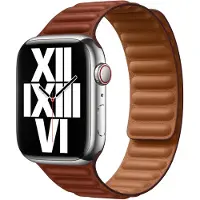 Apple Bracelet Leather Link pour Watch | 44/45/46/49 mm - Taille M/L - Umber