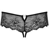 Obsessive Merossa - string ouvert femme avec strass - noir