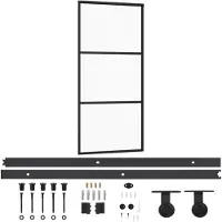 vidaXL Porte coulissante avec ferrure verre ESG & aluminium 90x205 cm