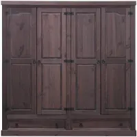 Ebuy24 New Mexico Armoire 4 pièces avec 2 tiroirs largeur 194 cm, hauteur 195 cm, teinte/cire de style colonial.