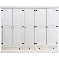 Ebuy24 New Mexico Armoire 5 tiroirs avec 3 tiroirs , largeur 244 cm, hauteur 195 cm, blanc/cire.
