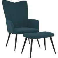 vidaXL Chaise de relaxation avec tabouret Bleu Velours