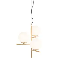 QAZQA Suspension Art Déco dorée avec verre opale 3 lumières - Flore