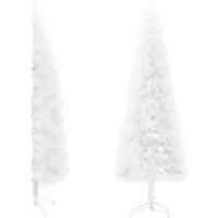 vidaXL Demi sapin de Noël artificiel mince avec support Blanc 150 cm