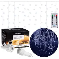 Springos lumineuse Rideau 500 LED, 22,5 mètres Programmateur 8 fonctions IP44 - froid blanc