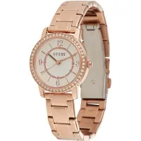 GUESS Montre à affichage analogique 'Melody' or rose / coquille d'oeuf