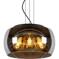 Lucide Lampe pendante de conception Olivia Ø 40cm noir avec verre fumé