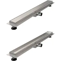Brauer Caniveau de douche - 70x7x6.7cm - flasque de sol peu profonde - sortie latérale - grille de carrelage réversible - inox DR-MRF70NG