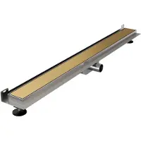 Brauer Caniveau de douche 90x7.5cm avec grille multi-usages et bride inox pour montage mural Or brossé DR-MRFW90GG
